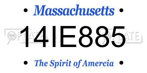 14IE885 Massachusetts License Plate