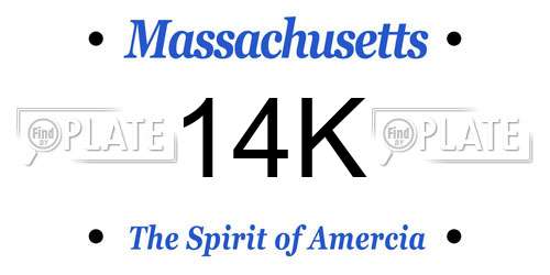 14K Massachusetts License Plate