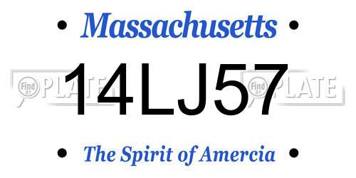 14LJ57 Massachusetts License Plate