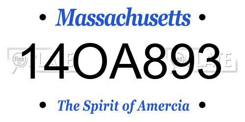 14OA893 Massachusetts License Plate