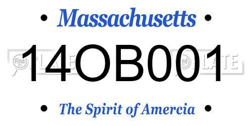 14OB001 Massachusetts License Plate