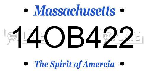 14OB422 Massachusetts License Plate