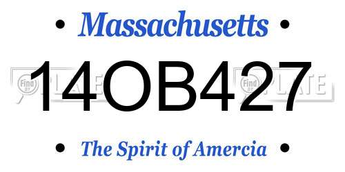 14OB427 Massachusetts License Plate