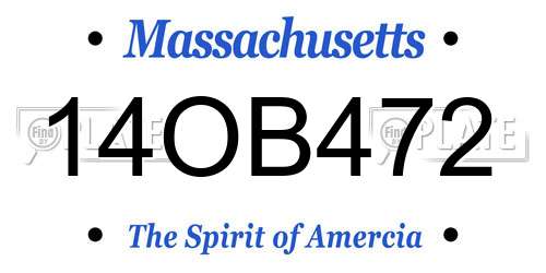 14OB472 Massachusetts License Plate