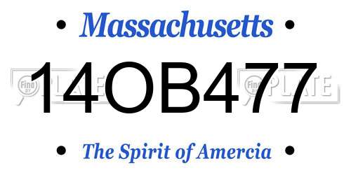 14OB477 Massachusetts License Plate