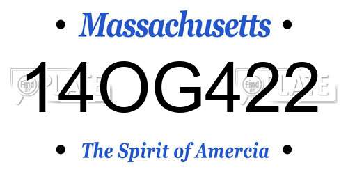 14OG422 Massachusetts License Plate