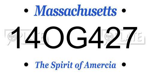 14OG427 Massachusetts License Plate