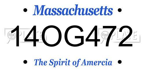 14OG472 Massachusetts License Plate