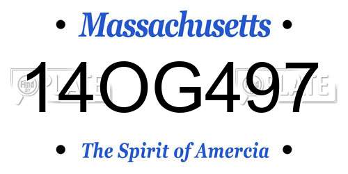 14OG497 Massachusetts License Plate