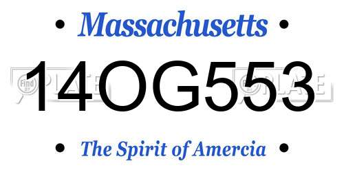 14OG553 Massachusetts License Plate