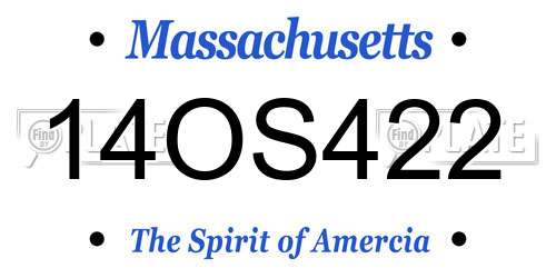 14OS422 Massachusetts License Plate