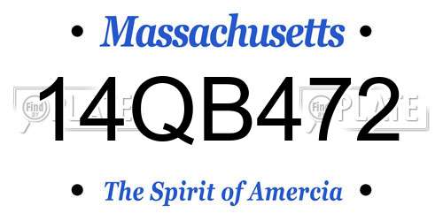 14QB472 Massachusetts License Plate