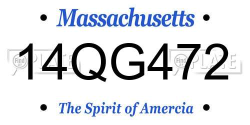 14QG472 Massachusetts License Plate