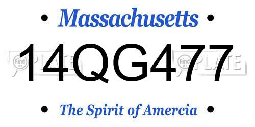 14QG477 Massachusetts License Plate