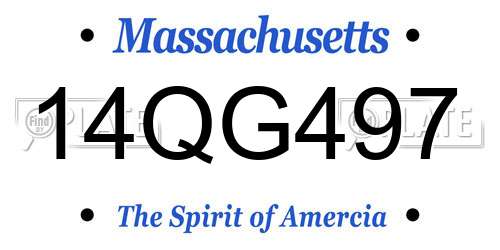 14QG497 Massachusetts License Plate