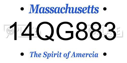 14QG883 Massachusetts License Plate
