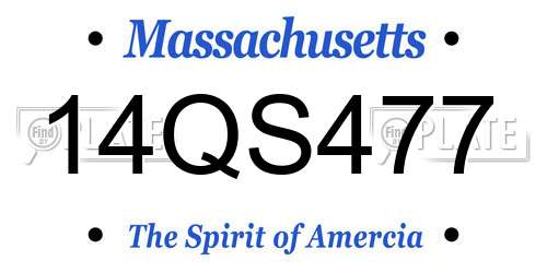14QS477 Massachusetts License Plate