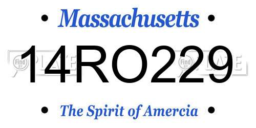 14RO229 Massachusetts License Plate