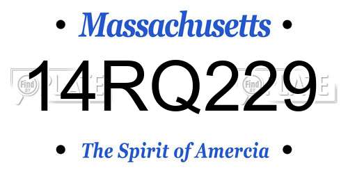 14RQ229 Massachusetts License Plate