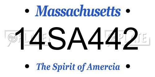 14SA442 Massachusetts License Plate