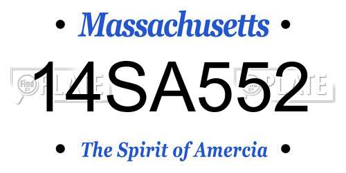 14SA552 Massachusetts License Plate