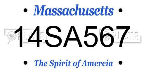 14SA567 Massachusetts License Plate