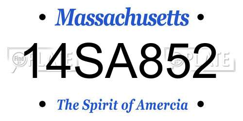 14SA852 Massachusetts License Plate