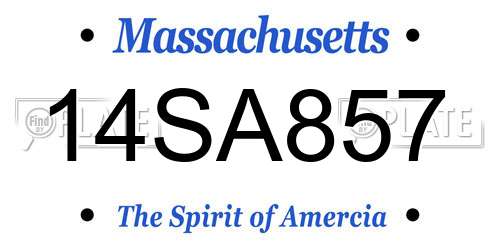 14SA857 Massachusetts License Plate