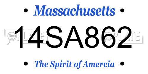 14SA862 Massachusetts License Plate