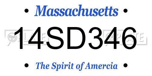 14SD346 Massachusetts License Plate