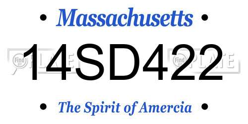 14SD422 Massachusetts License Plate