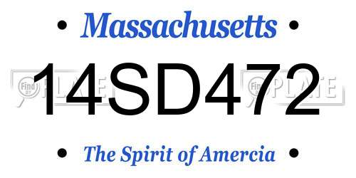 14SD472 Massachusetts License Plate