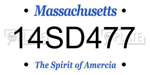 14SD477 Massachusetts License Plate
