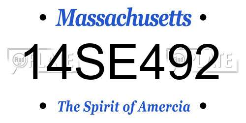 14SE492 Massachusetts License Plate