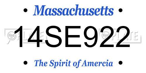 14SE922 Massachusetts License Plate