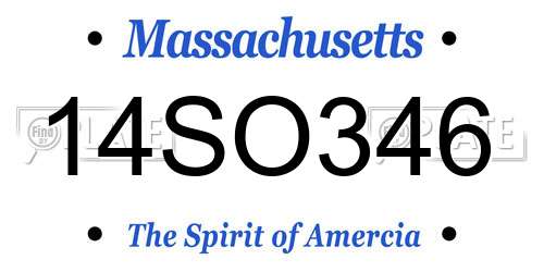 14SO346 Massachusetts License Plate