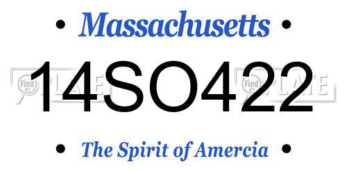 14SO422 Massachusetts License Plate