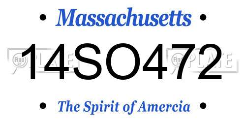 14SO472 Massachusetts License Plate