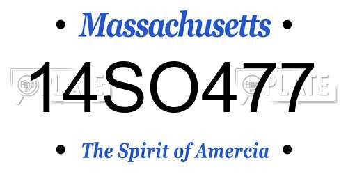 14SO477 Massachusetts License Plate