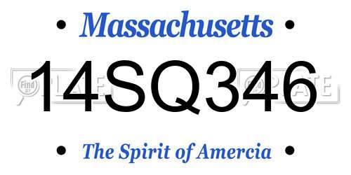 14SQ346 Massachusetts License Plate