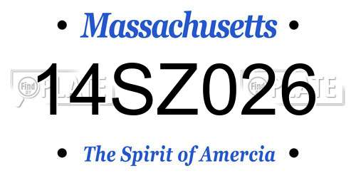 14SZ026 Massachusetts License Plate