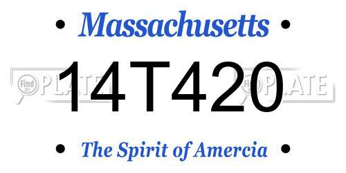 14T420 Massachusetts License Plate