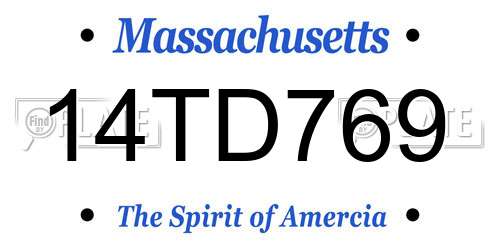 14TD769 Massachusetts License Plate