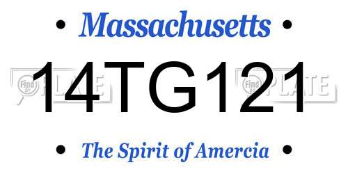 14TG121 Massachusetts License Plate