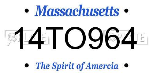 14TO964 Massachusetts License Plate