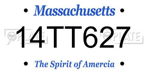 14TT627 Massachusetts License Plate