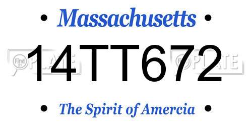 14TT672 Massachusetts License Plate