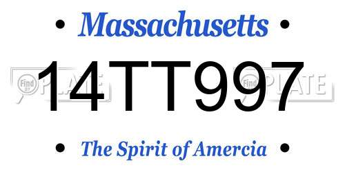 14TT997 Massachusetts License Plate