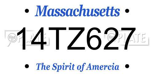14TZ627 Massachusetts License Plate