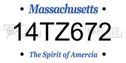 14TZ672 Massachusetts License Plate